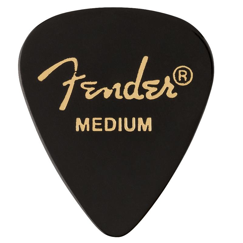 Plettri Fender 351 Shape Premium Celluloid Medium Black Picks Pack Confezione da 12 pezzi