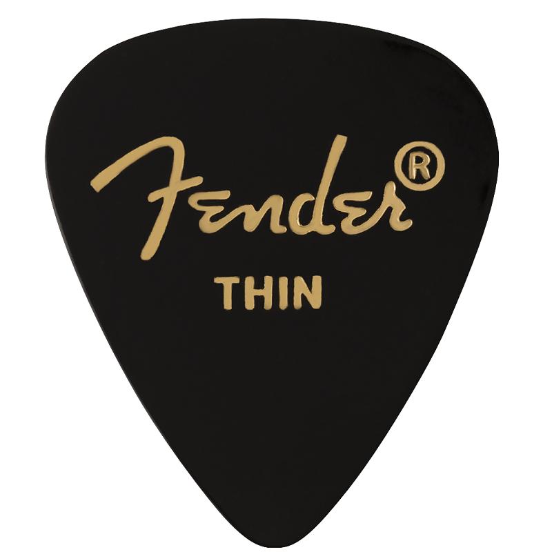 Plettri Fender 351 Shape Premium Celluloid Thin Black Picks Pack Confezione da 12 pezzi